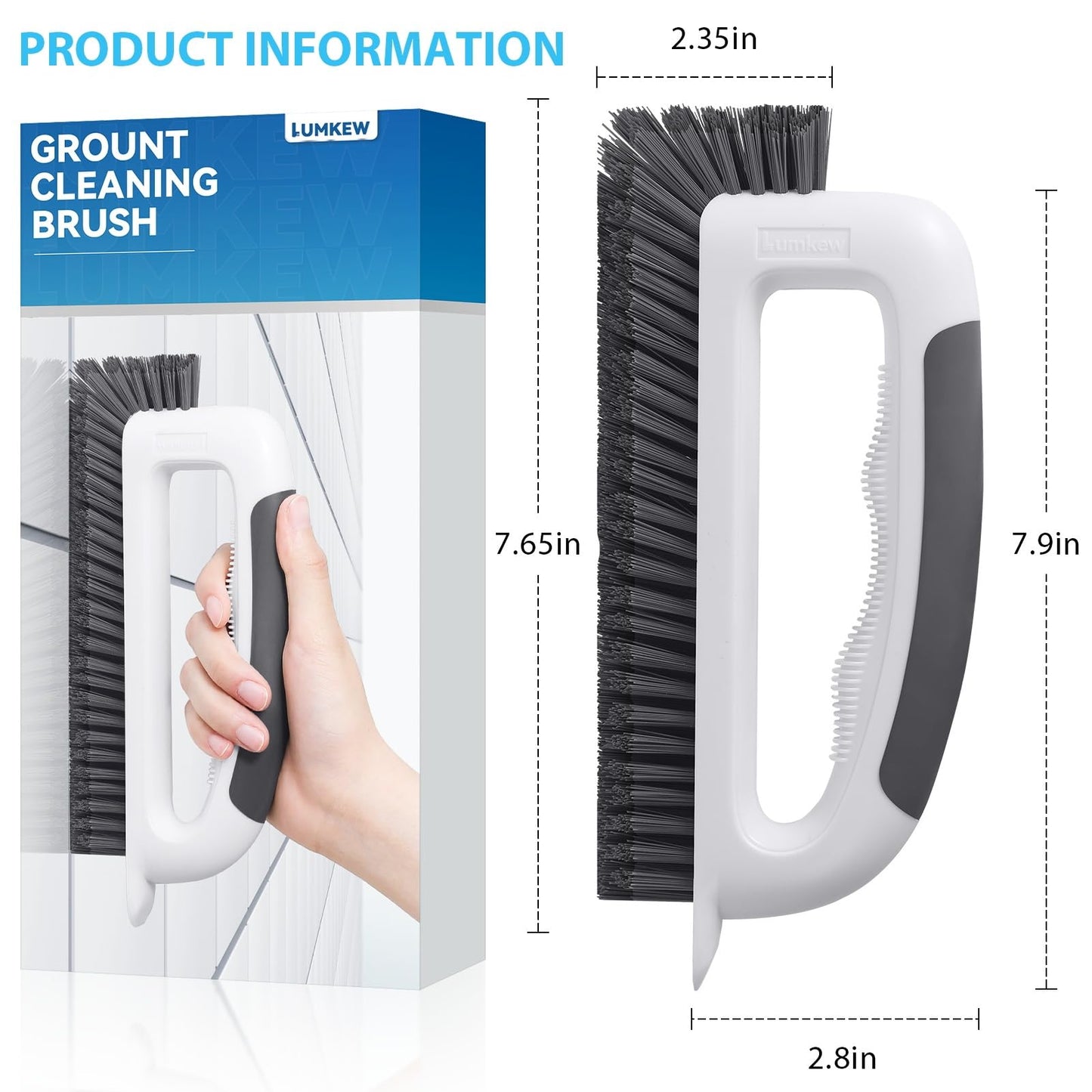 Lumkew Grout Cleaning Brush, V Shape Stiff Grout Cleaner Brush for Floors Tile Grout Scrubber