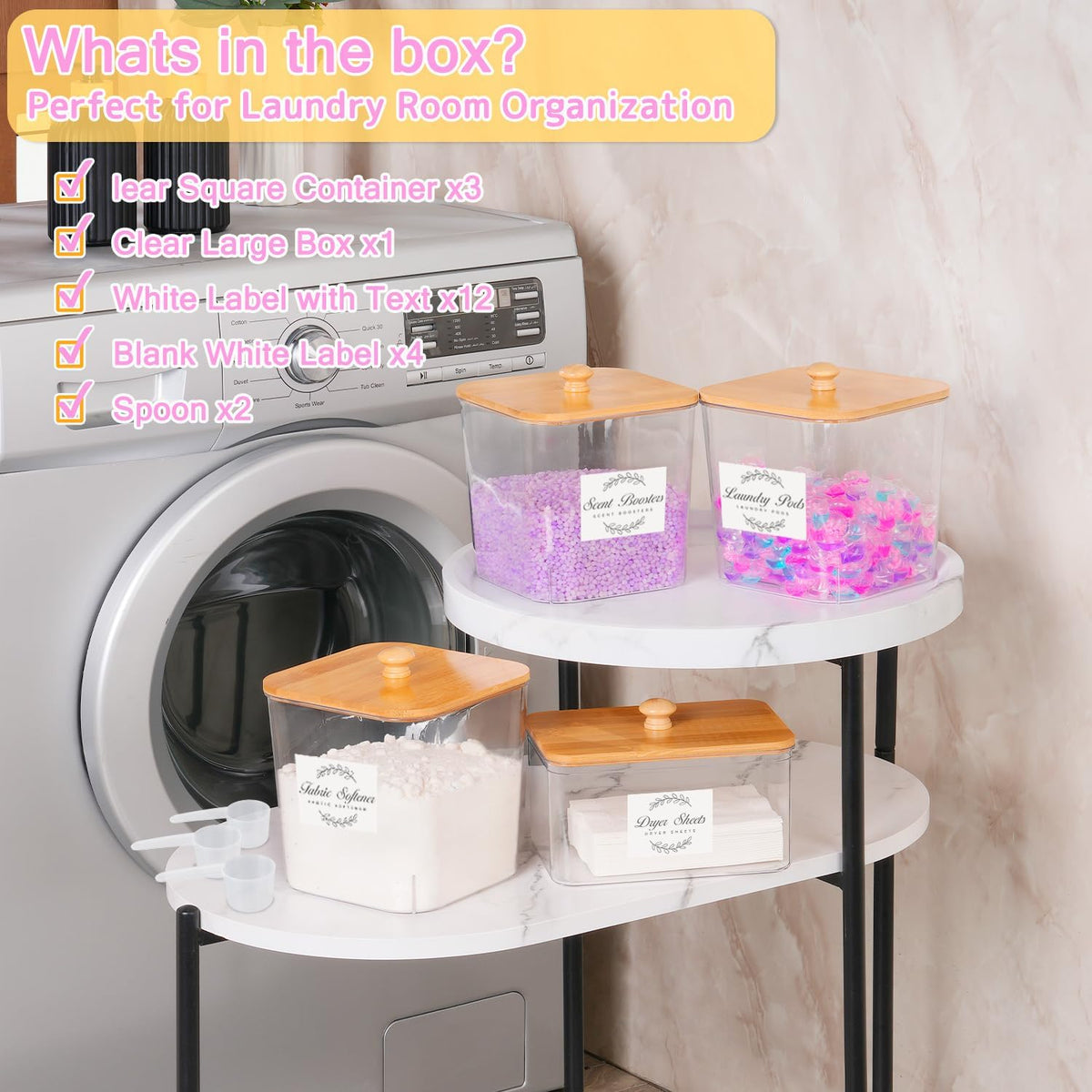 efluky 4+1 pack Laundry Pods Container & Dryer Sheet Holder Set,Clear Laundry Room Organization