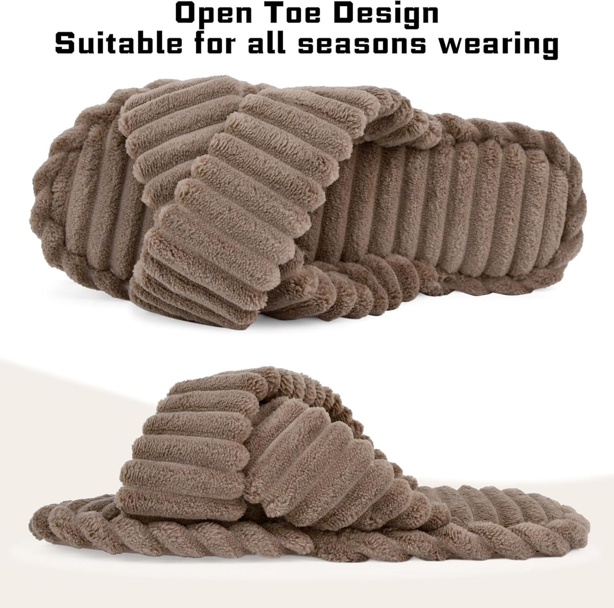ZOORON Women's Cozy Slippers Crossbands & Durable Foam - Soft Plush Lined Non-Slip Indoor Outdoor