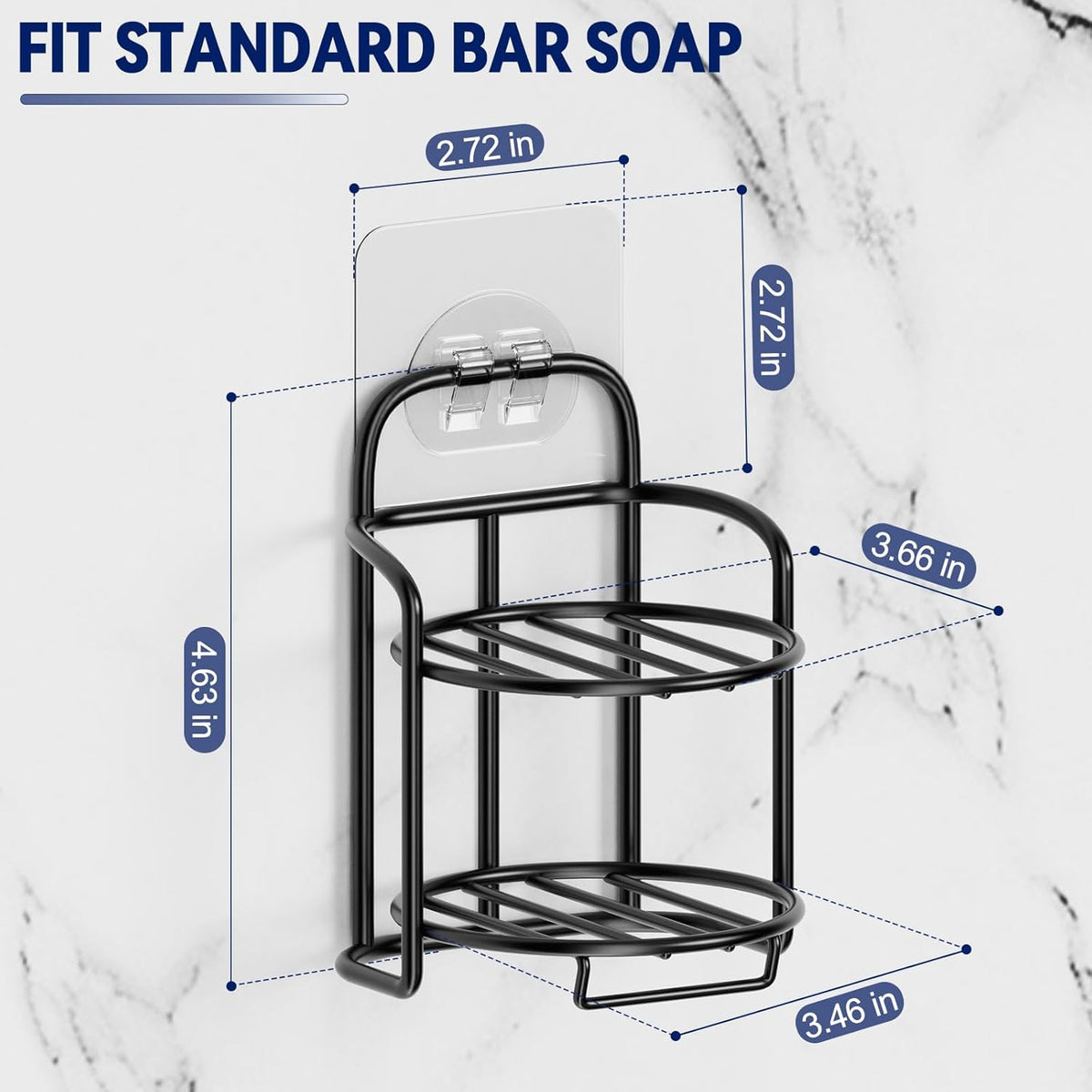 2-Tier Shower Soap Shampoo Bar Holder, Self Adhesive & Freestanding Draining Soap Dish Caddy for
