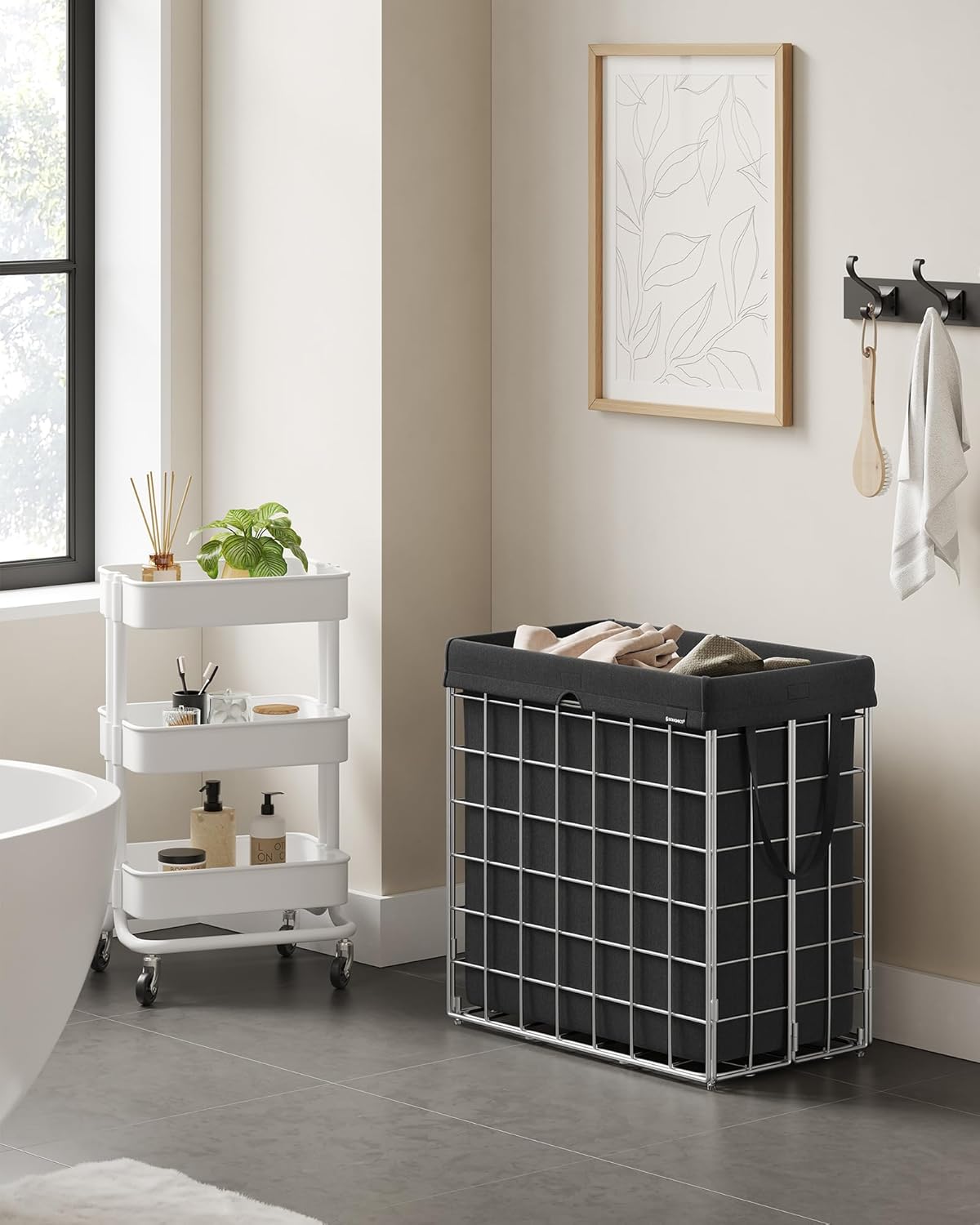 SONGMICS 29 Gal. (110L) Laundry Basket, Laundry Hamper, Collapsible Clothes Hamper, Removable and