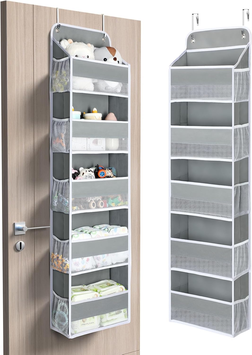 Yecaye 1 Pc Over the Door Organizer with 5 Bins 10 Side Pockets, 44lbs Load Hanging Bathroom and