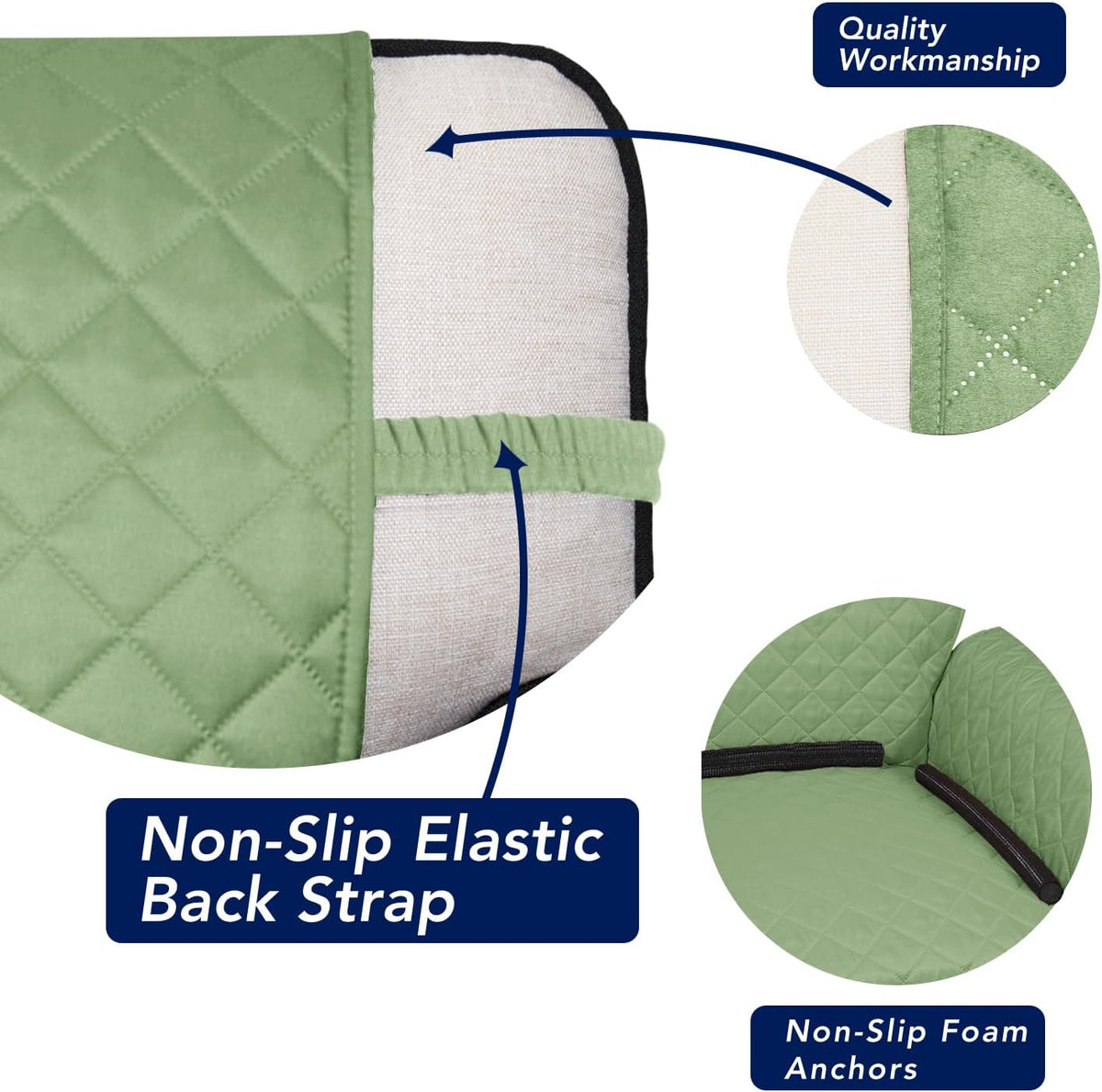 PureFit Reversible Quilted Sofa Cover, Water Resistant Slipcover Furniture Protector, Washable