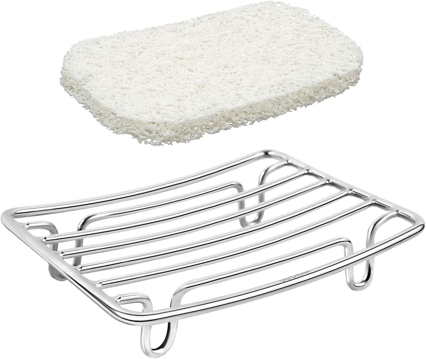 Bar Soap Dish Holder for Shower Bathroom Stainless Steel Rust Proof Self Draining with White Soap