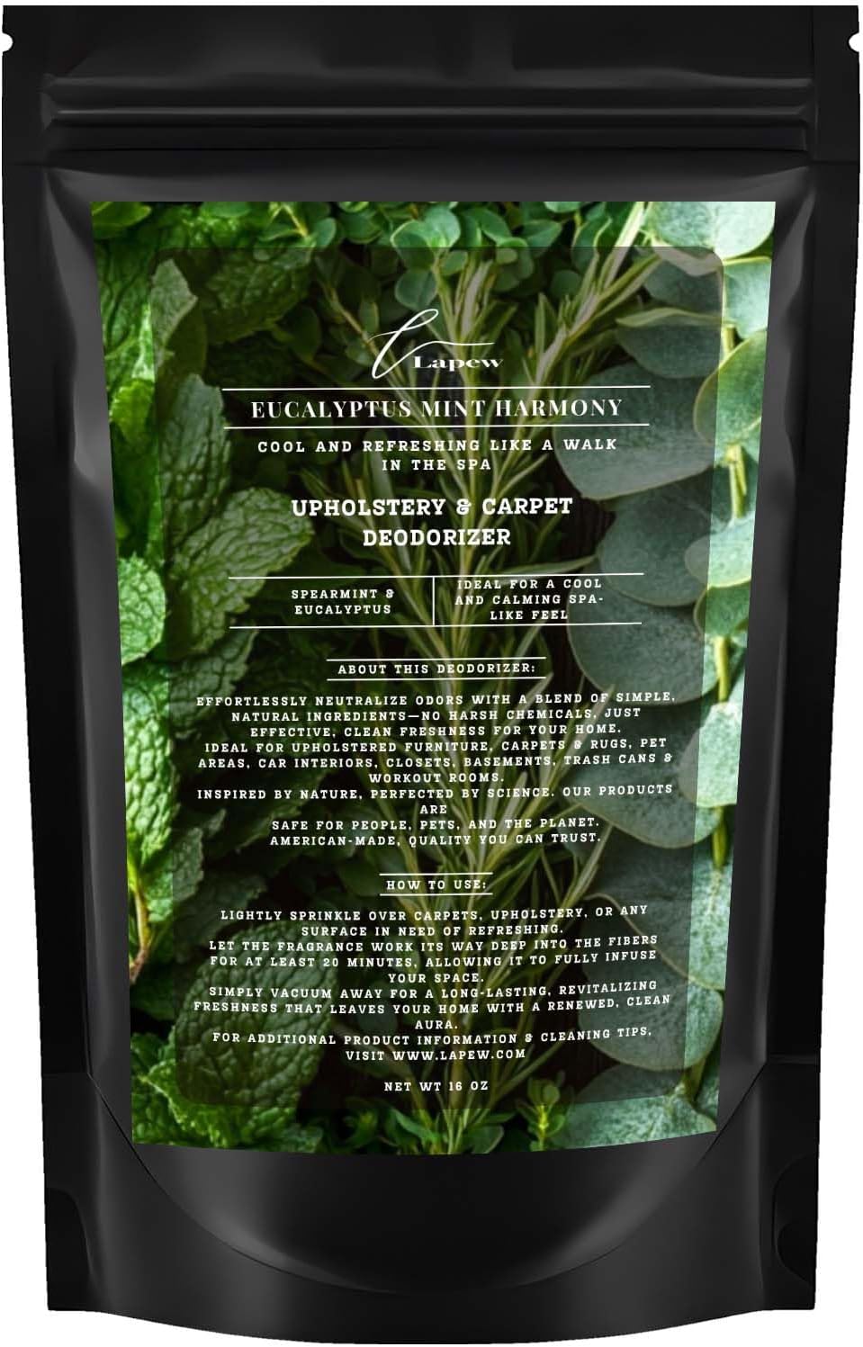 Eucalyptus Mint Harmony Carpet Freshener Powder: Powerful Odor Eliminator for Home, Upholstery