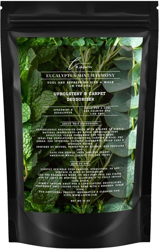 Eucalyptus Mint Harmony Carpet Freshener Powder: Powerful Odor Eliminator for Home, Upholstery
