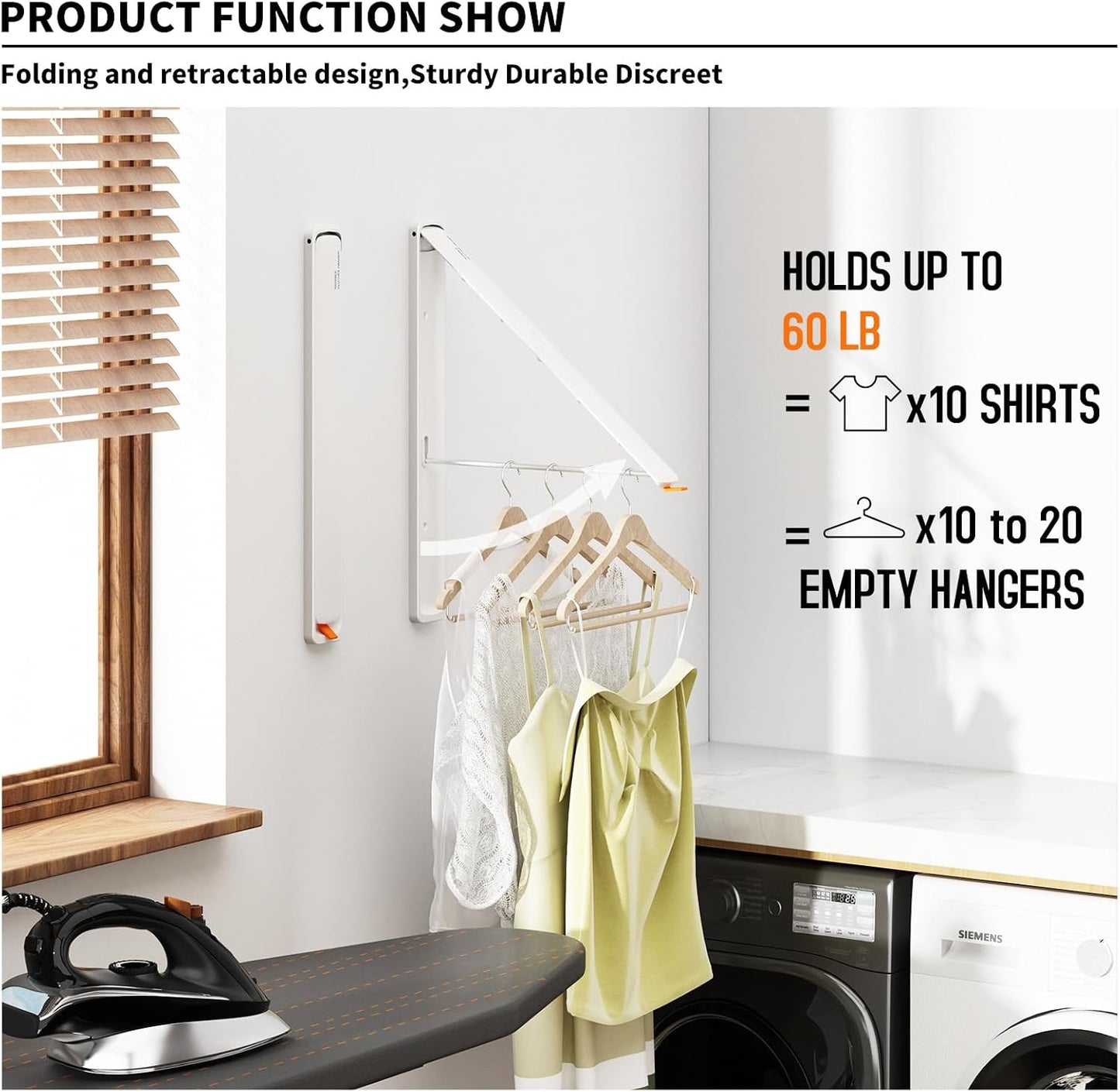 Clothes Drying Rack for Laundry Drying Rack Wall Mounted Clothes Hanger Rack Retractable Laundry