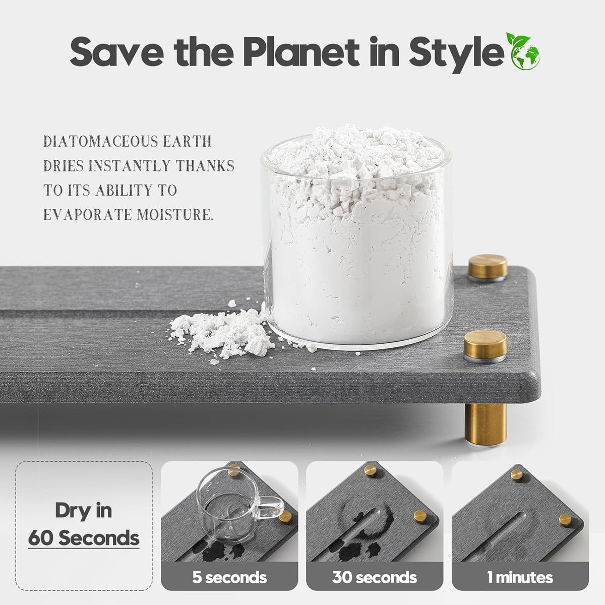 Kitchen Sink Caddy Water Absorbing Stone Drying Tray, Diatomite Bathroom Sink Organizer, Faucet