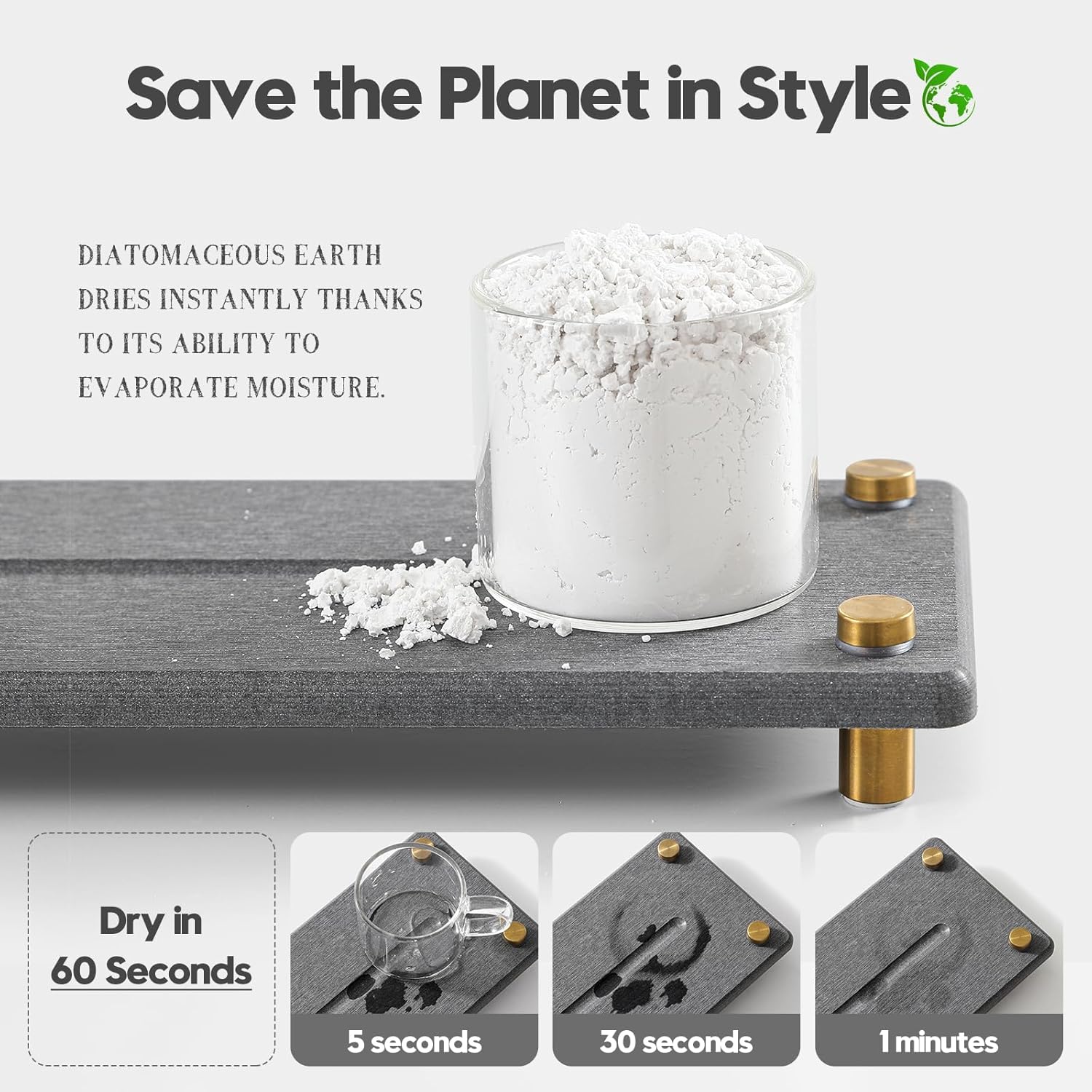 Kitchen Sink Caddy Water Absorbing Stone Drying Tray, Diatomite Bathroom Sink Organizer, Faucet