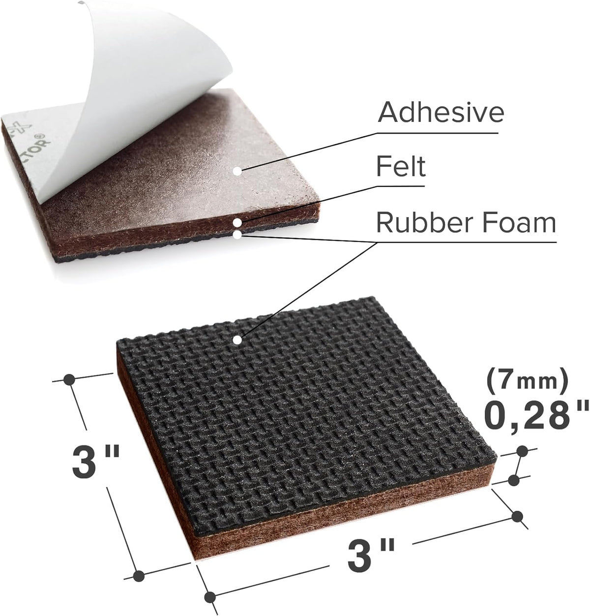 X-PROTECTOR Non Slip Furniture Pads – 12 Premium Furniture Grippers 3"! Best SelfAdhesive Rubber