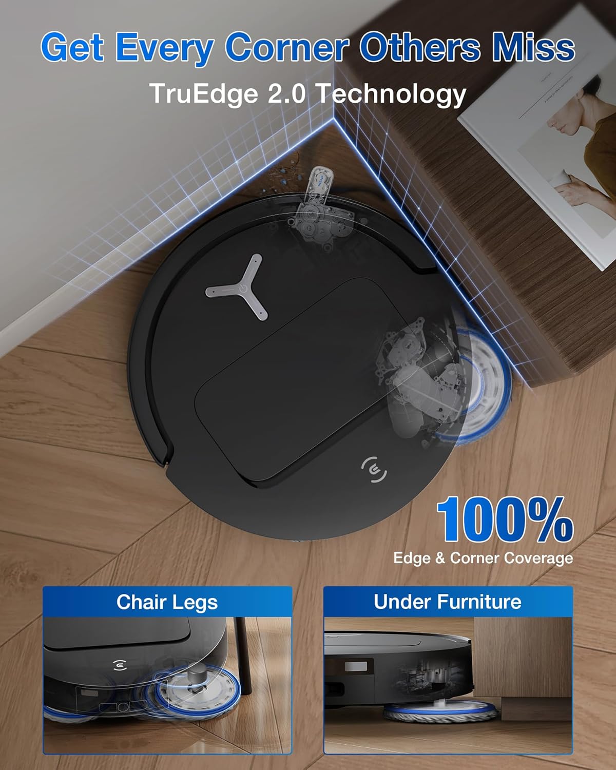 ECOVACS DEEBOT T50 Omni Robot Vacuum and Mop, 3.19” Ultra-Slim, 15,000Pa Suction, ZeroTangle 2.0