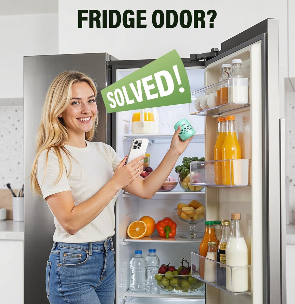 Fridge Deodorizer, 10-Year Odor Eliminator for Refrigerator, No Refills or Fragrance, More