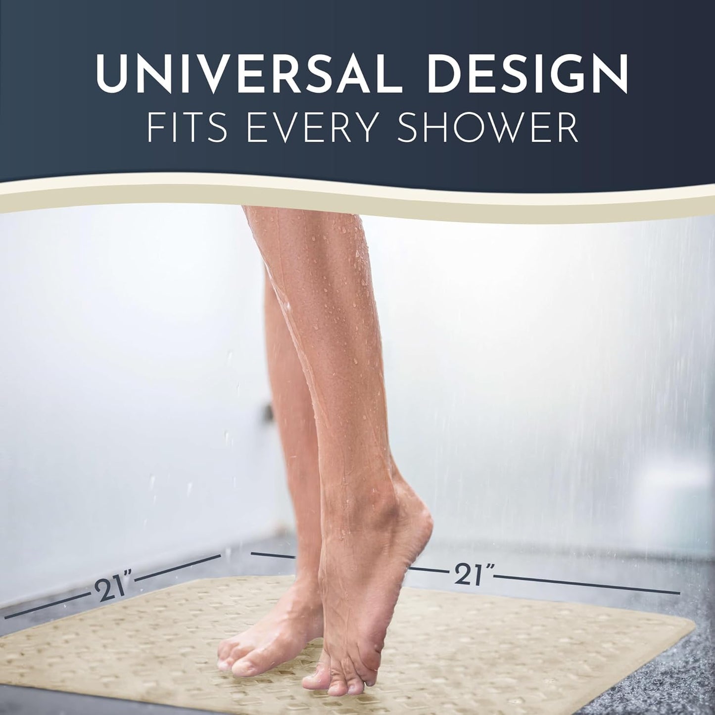 Homerella Anti Slip Shower Mat | Anti Mold Non Slip Bathtub Mat for Inside Shower | Square Floor
