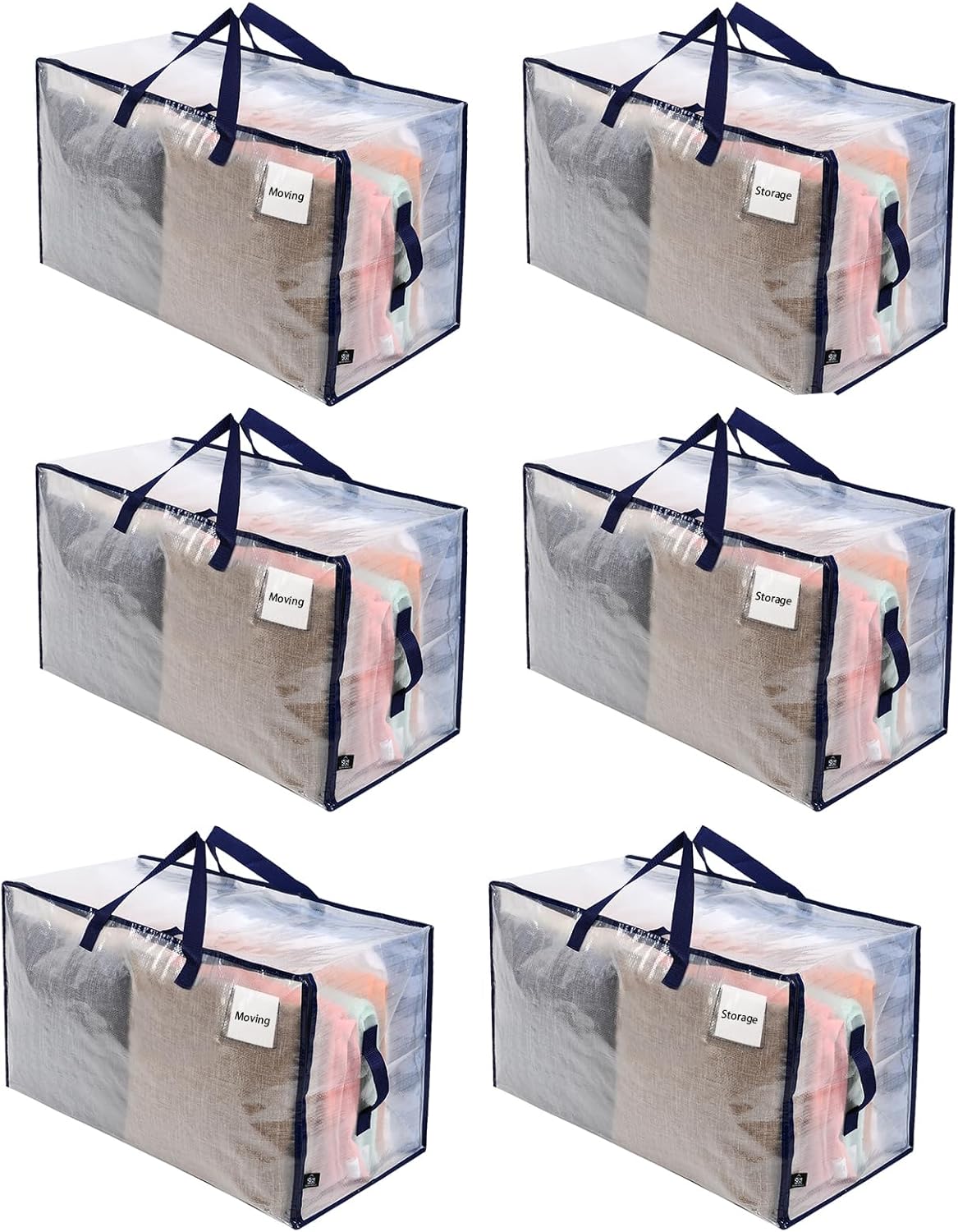 VENO 6 Pack Moving and Storage Bags, Heavy Duty, Alternative to Moving Boxes, Large Packing Totes
