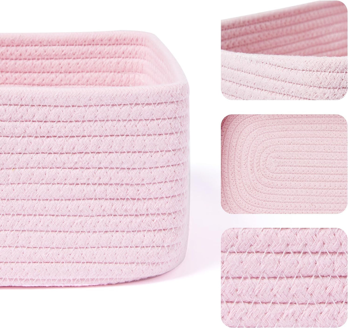 Small Storage Baskets for Organizing | Closet Organizer Bins | Shelf Toy Basket | Woven Rope