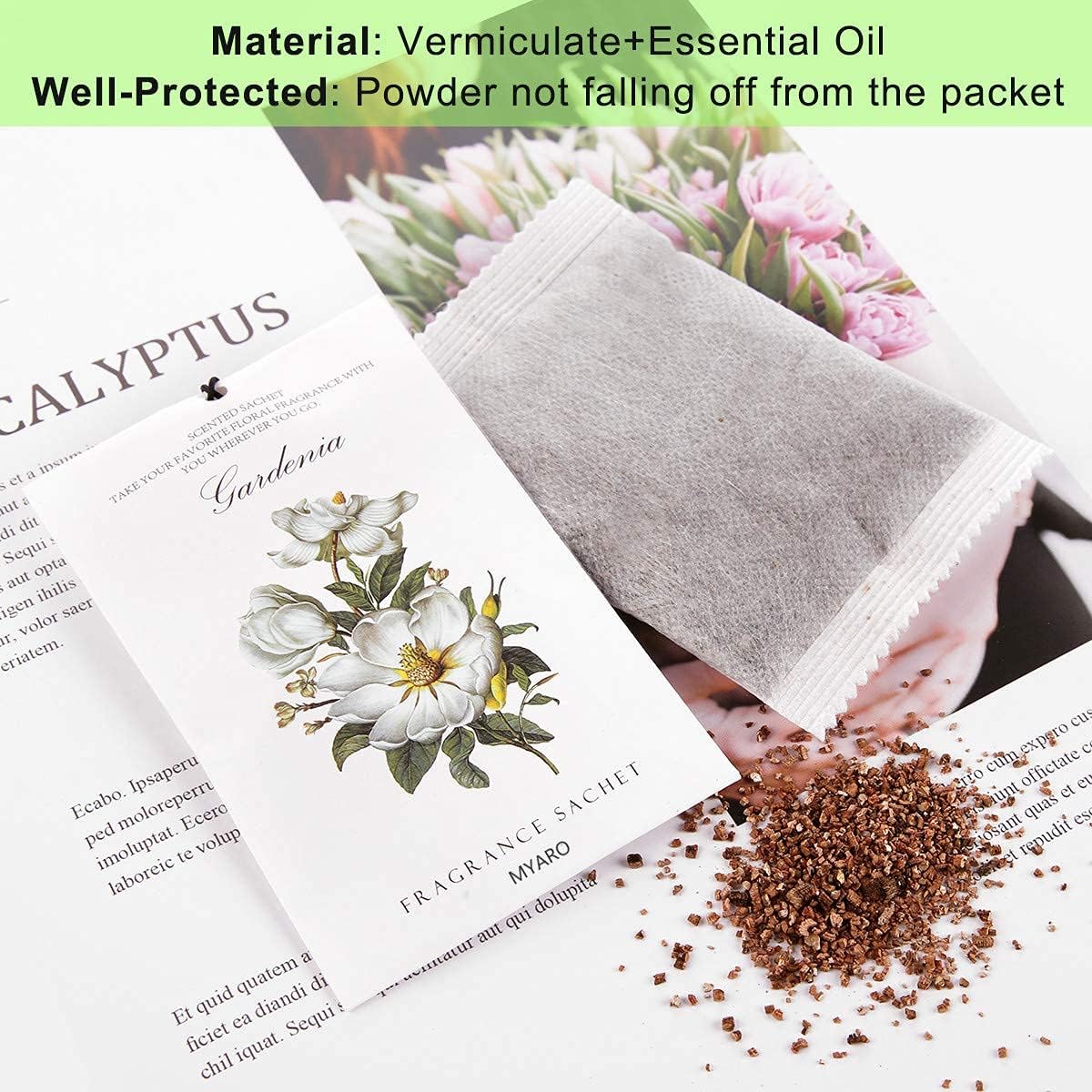 MYARO Scented Sachet House Air Freshener - 12 Pack Long Lasting Gardenia Fragrance Deodorizer for