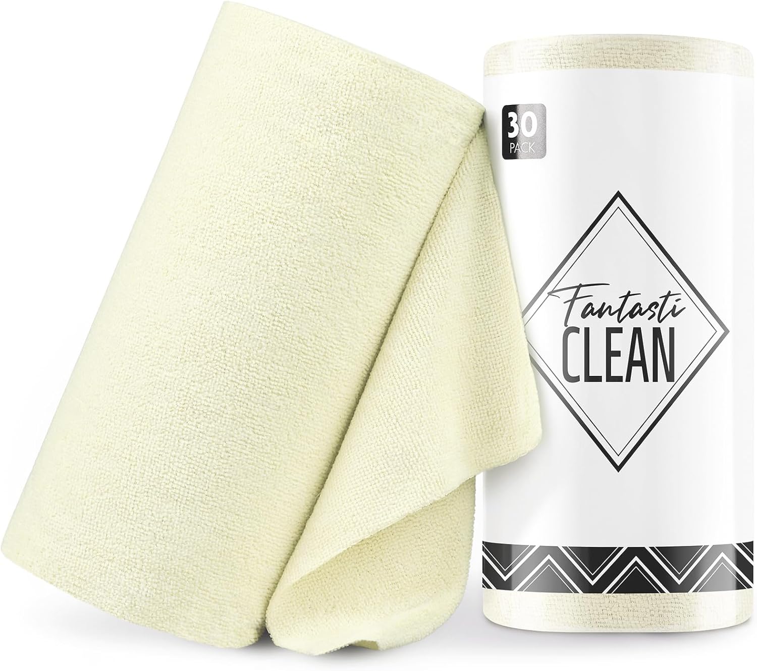 Fantasticlean Microfiber Cleaning Cloth Roll -30 Pack, Tear Away Microfiber Towels, 12" x 12"