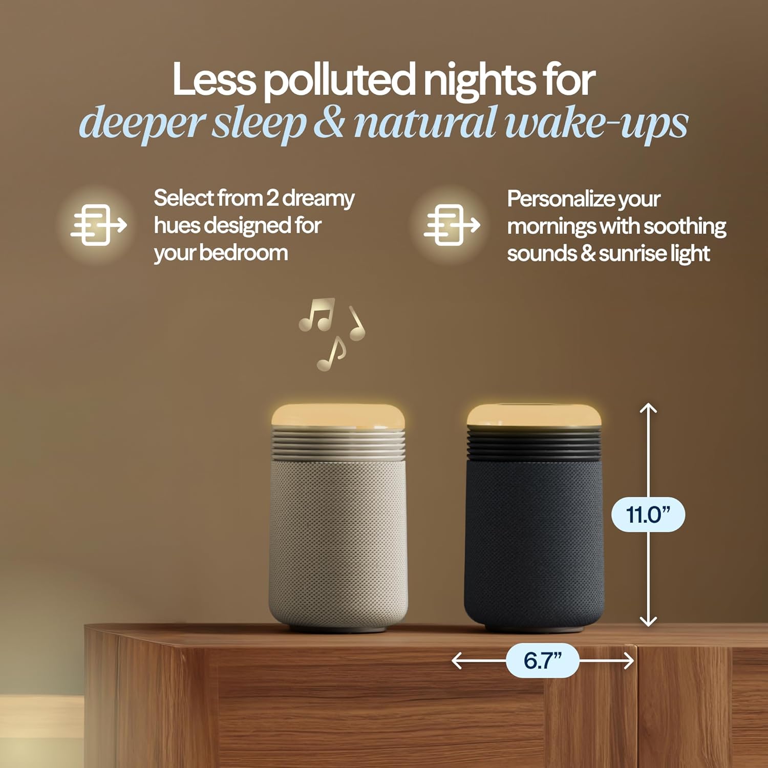 BLUEAIR Purifier for Bedroom - Mini Restful - Sunrise Clock with HEPASilent Filtration and Wake Up