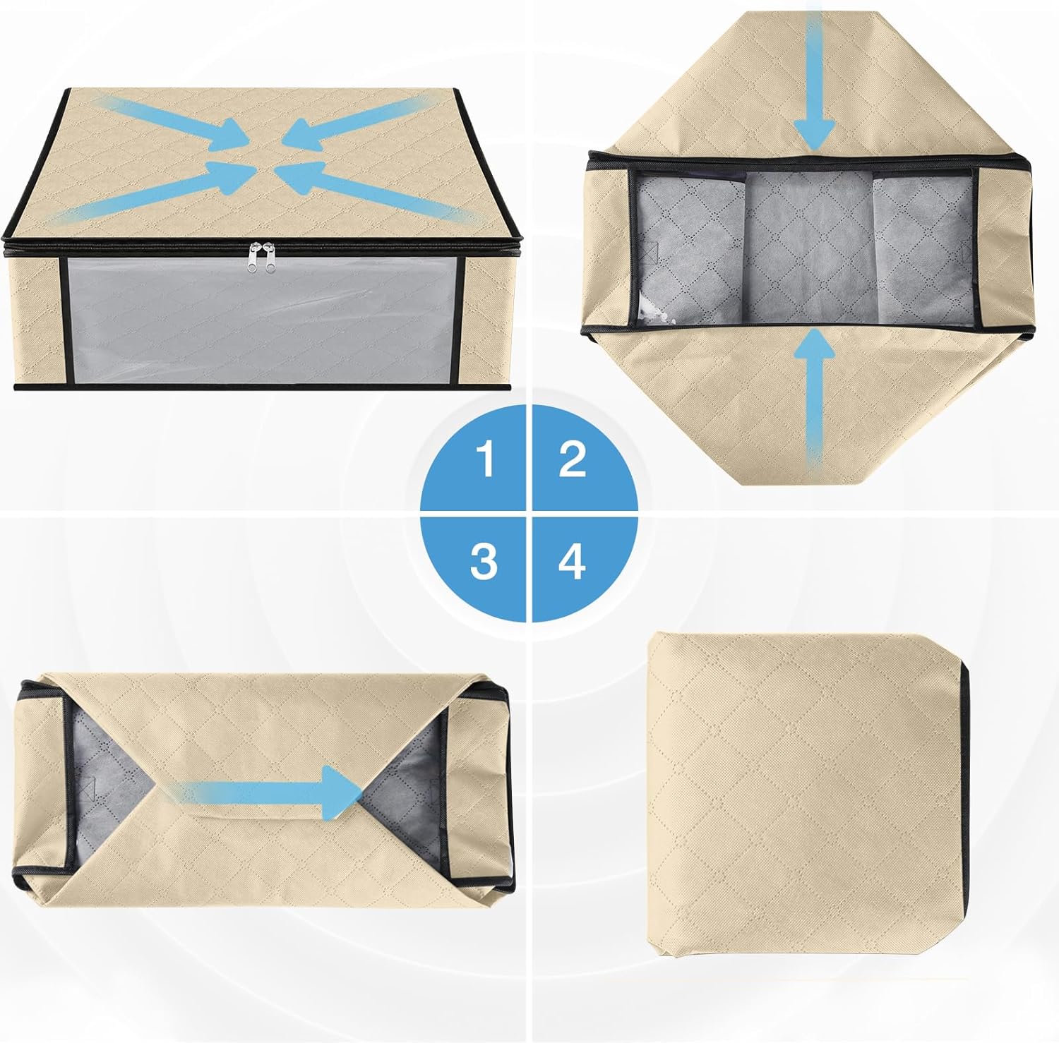 HomeHacks Storage 10-Pack Clothes Organizer Storage Bags Foldable Storage Box with Large Clear