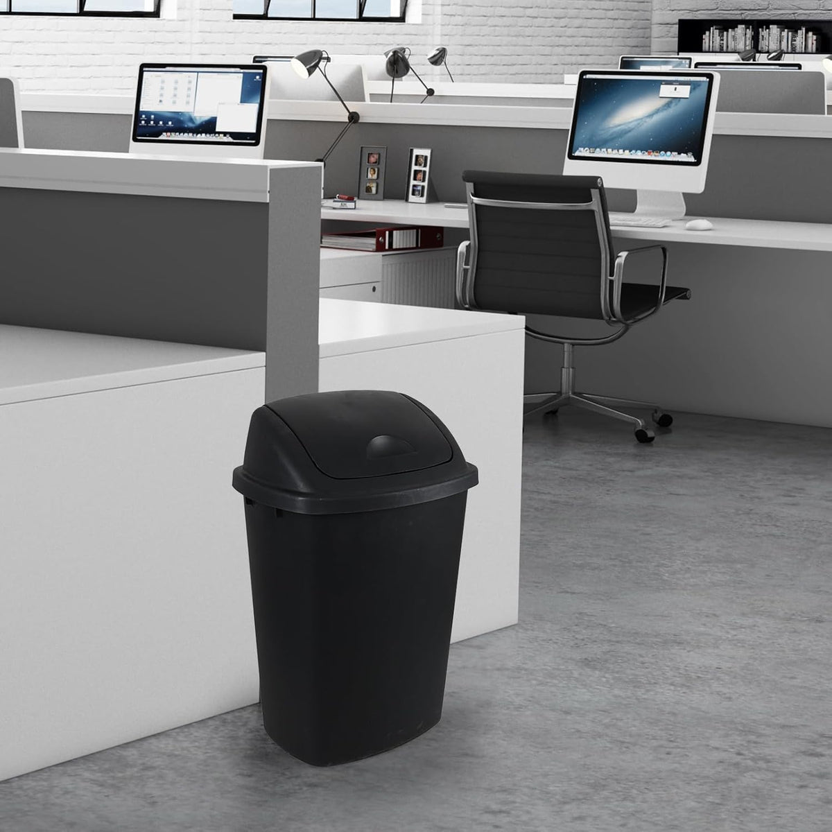 10 Gallon Plastic Garbage Bin with Lid, Swing Top Waste Container, Kitchen Trash Can with Swing