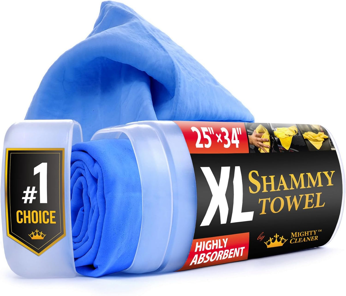 Premium XL Shammy Towel for Car - (34”x25”) - Super Absorbent Chamois Cloth - Spots and
