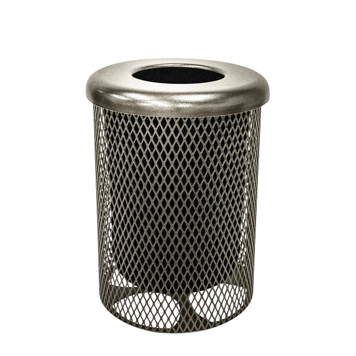 COATEDOUTDOORFURNITURE 32-Gallon Heavy-Duty Expanded Metal Round Trash Receptacle, Commercial