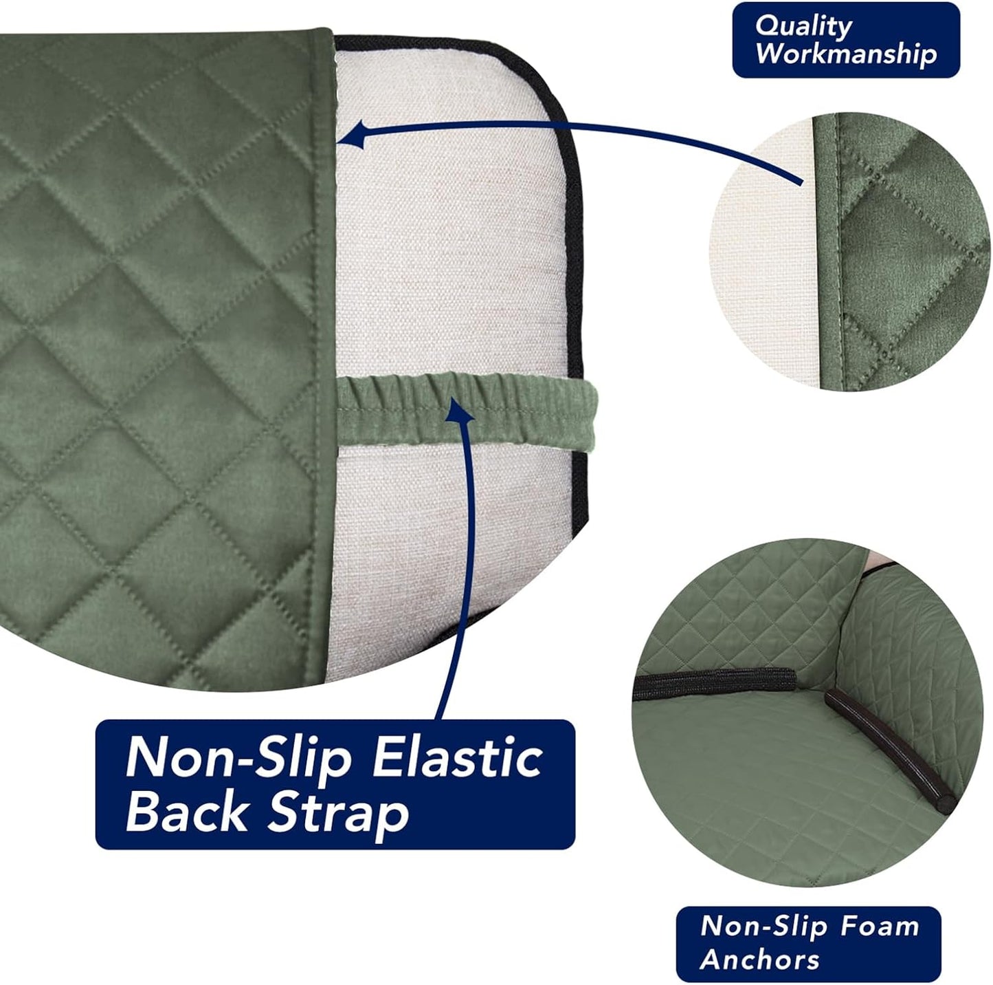 PureFit Reversible Quilted Sofa Cover, Water Resistant Slipcover Furniture Protector, Washable