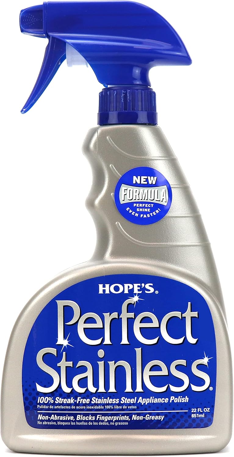 HOPE'S Perfect Stainless Steel Cleaner and Polish, 22-Ounce, Streak-Free Self-Polishing Formula