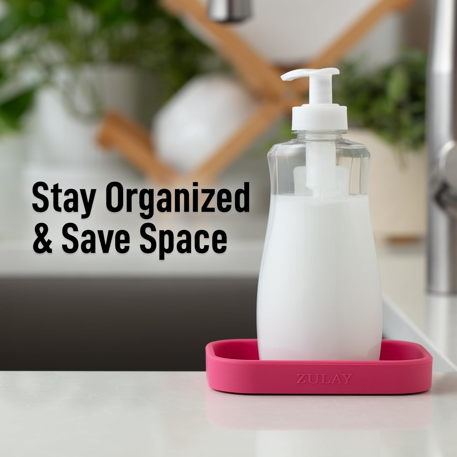 Zulay Kitchen Small Silicone Sponge Holder (4.9x3.3”) – Space-Saving Sink Organizer Tray for