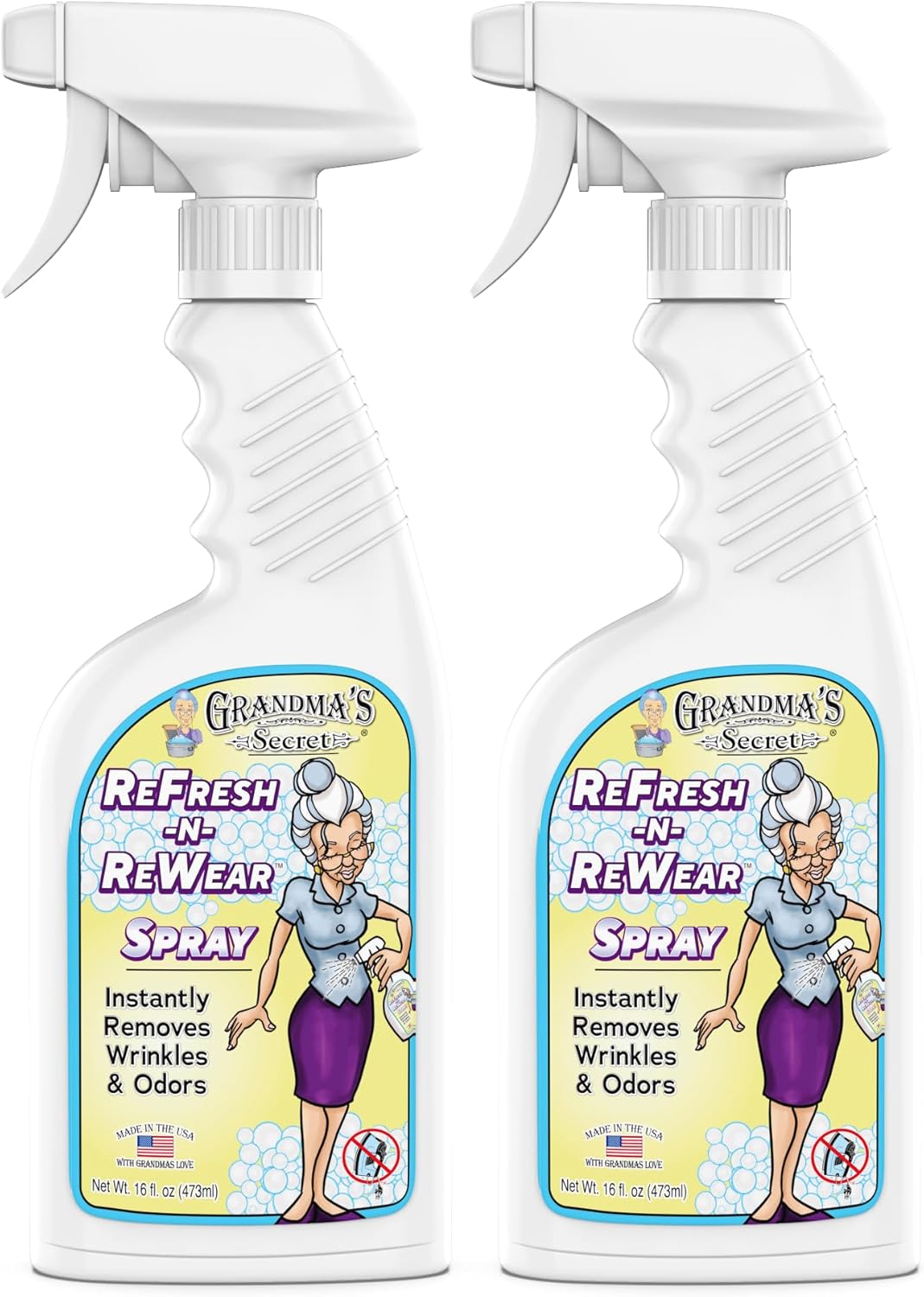 Grandma's Secret Refresh N ReWear Spray - Instantly Removes Wrinkles & Odors - Wrinkle Release