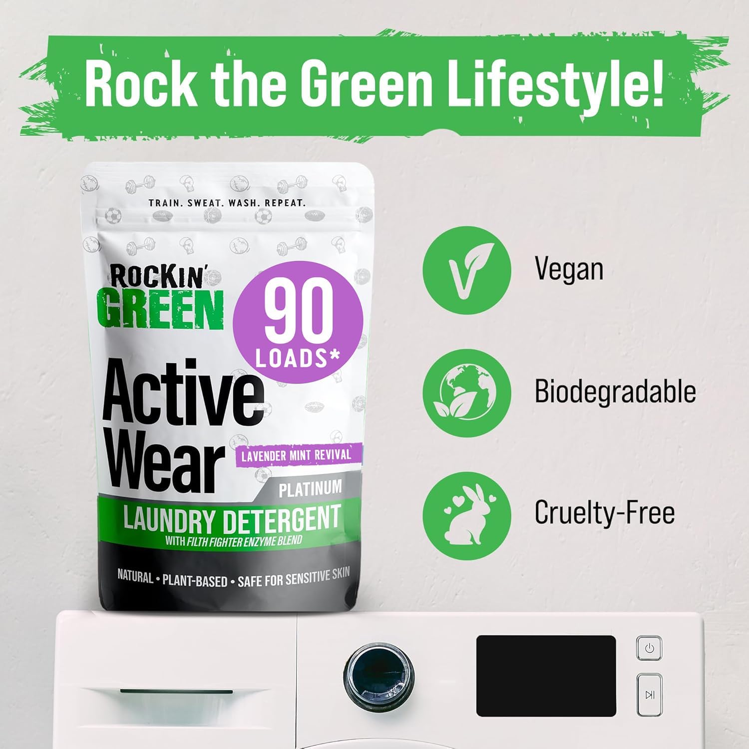 Rockin' Green Laundry Detergent, Plant based, All Natural Laundry Detergent Powder, Vegan and