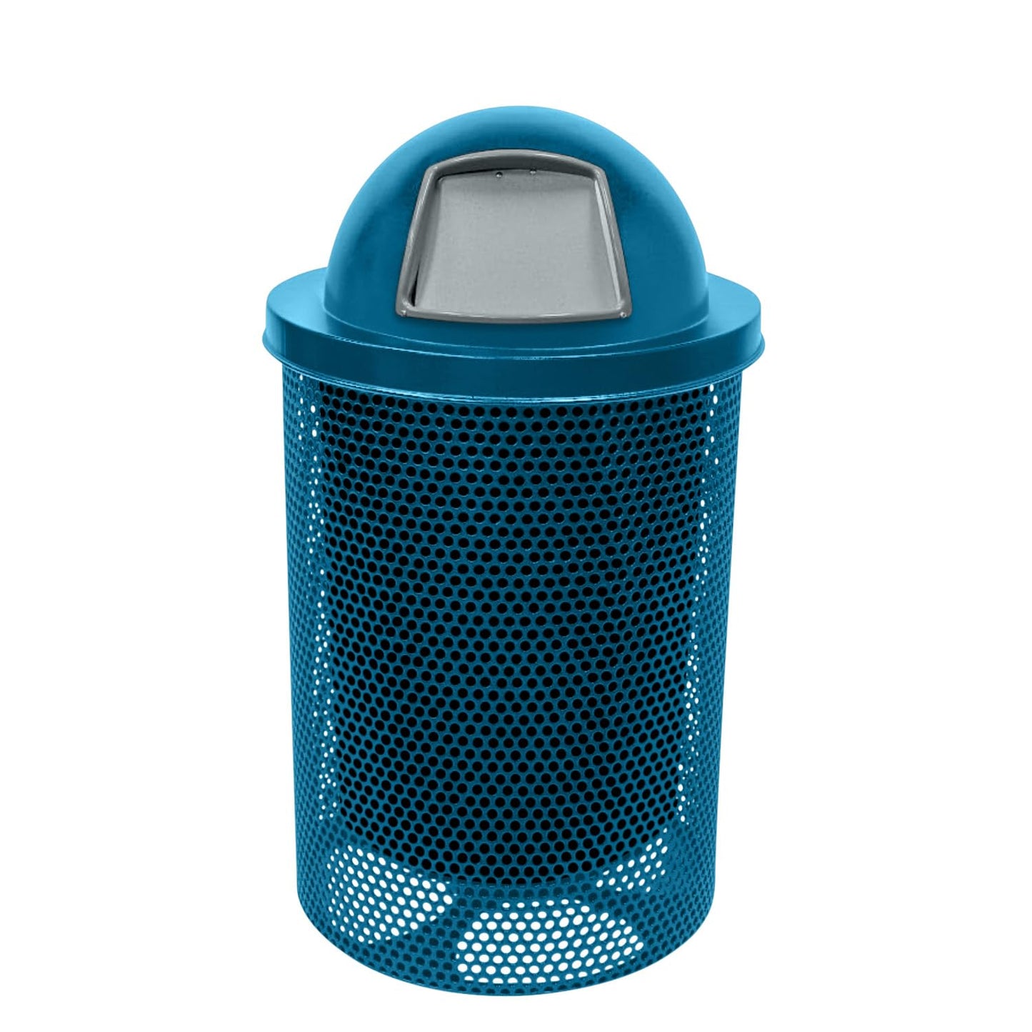 COATEDOUTDOORFURNITURE RDT-P-LBL Heavy Duty Round Trash Receptacle with Dome Top, Liner Included