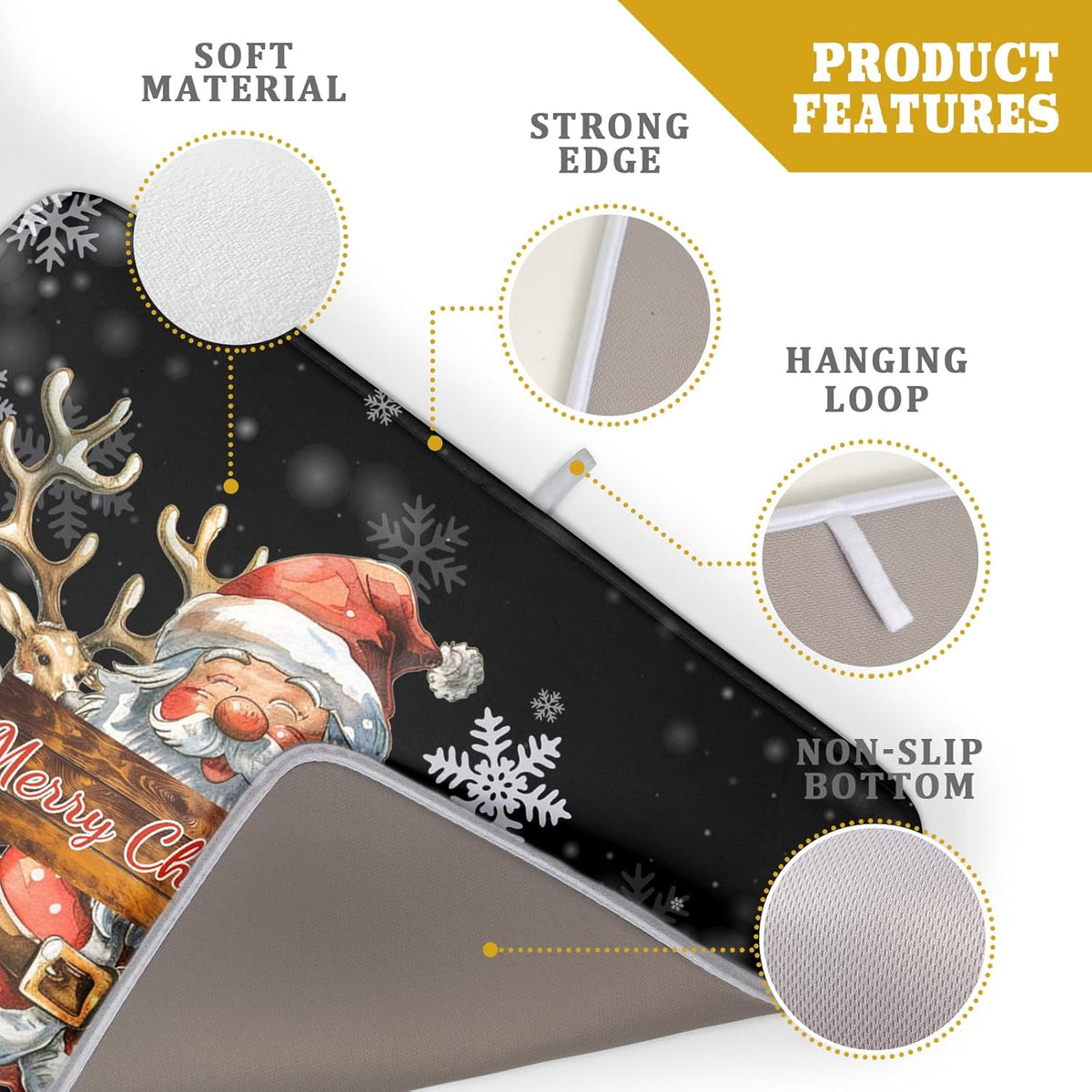 Christmas Santa Snowman Dish Drying Mats for Kitchen Counter 16"x18" Merry Christmas Santa Claus