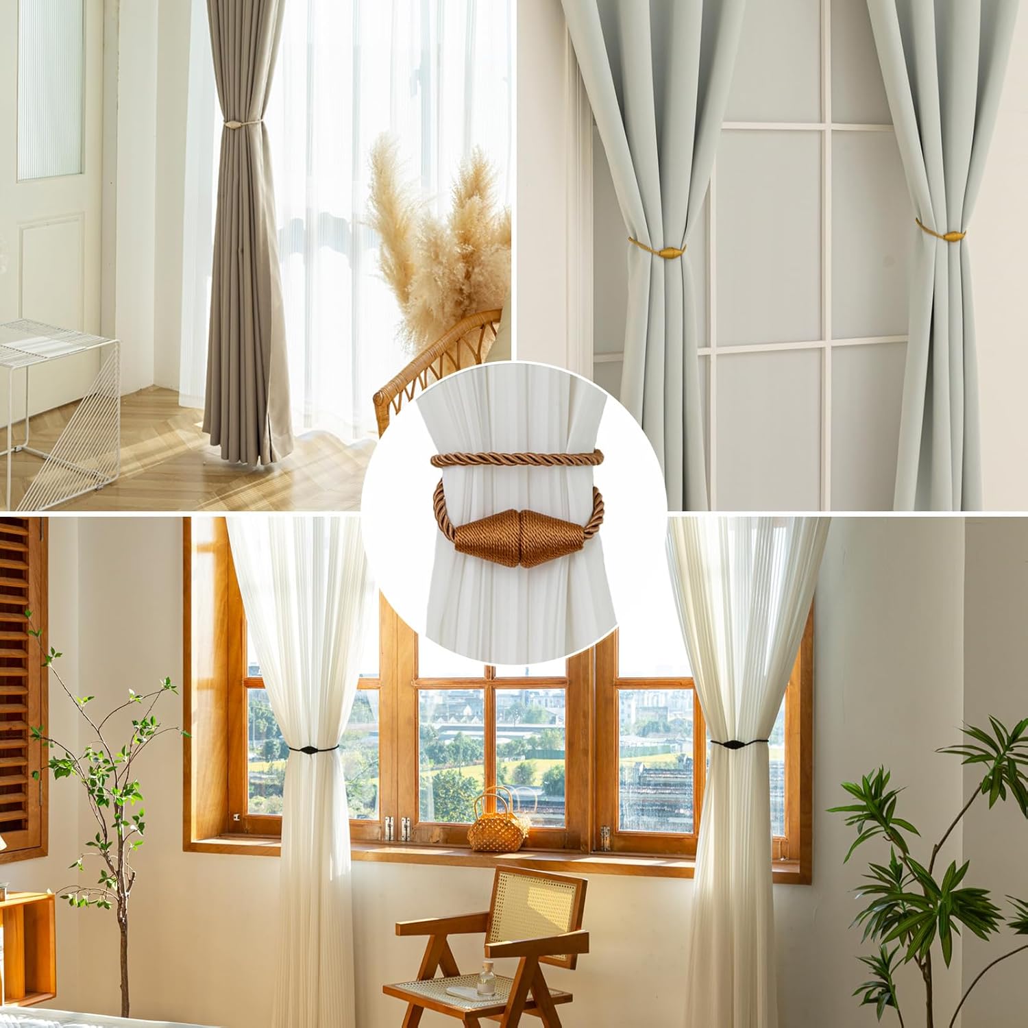 Magnetic Curtain Tiebacks 8 Pack Outdoor Rope Curtain Tie Backs Decorative Window Treatment