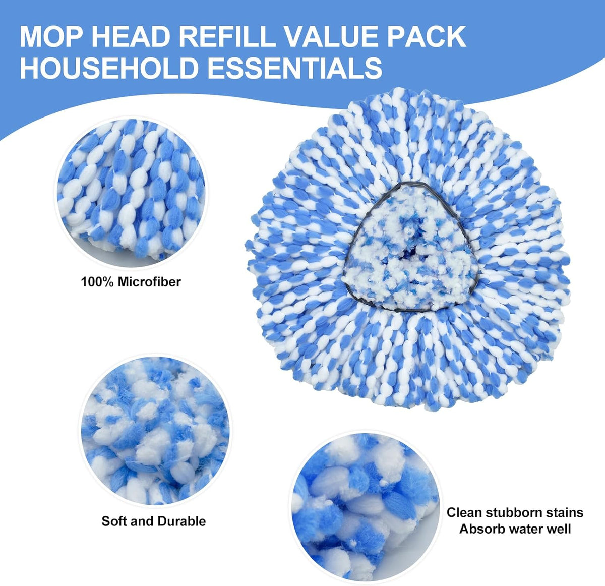 Spin Mop Replace Head, Base, Scrubber, Mop Handle for OCedar RinseClean 2-Tank System, Include 2