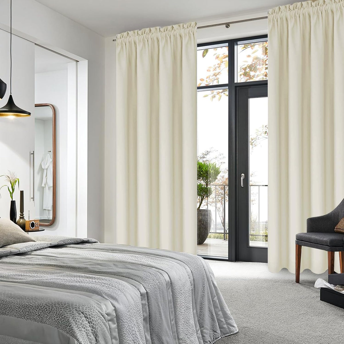 DWCN Blackout Curtains for Bedroom – Rod Pocket Thermal Insulated Noise Reducing Noise Reducing