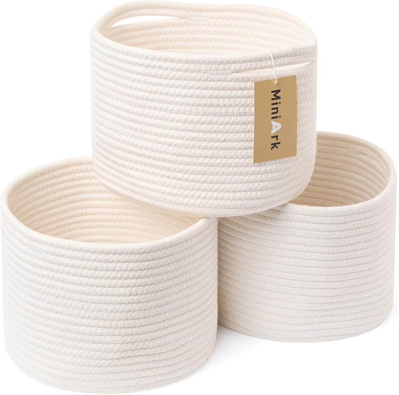 Small Basket for Organizing | Cube Shelf Closet Storage Baskets | 9.7×9.7×7.1” | Woven Rope Gift