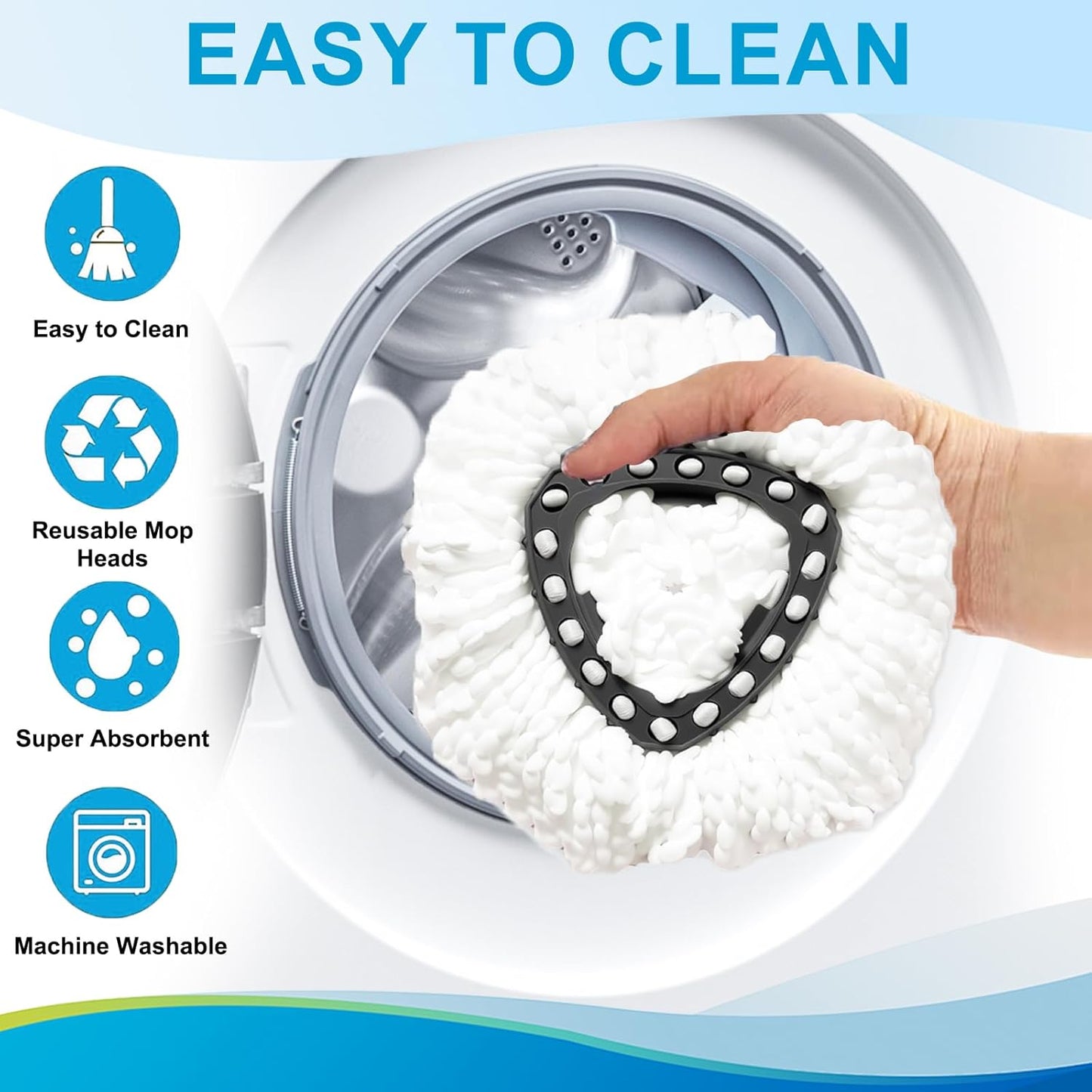 8-Pack Reusable Mop Head Replacement for O Cedar Easywring 1-Tank System, Microfiber Spin Mop