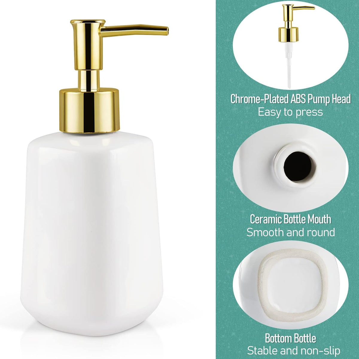Natheeph Dish Soap Dispenser, Hand Soap Dispenser Ceramic Bottle, Refillable Liquid Great for
