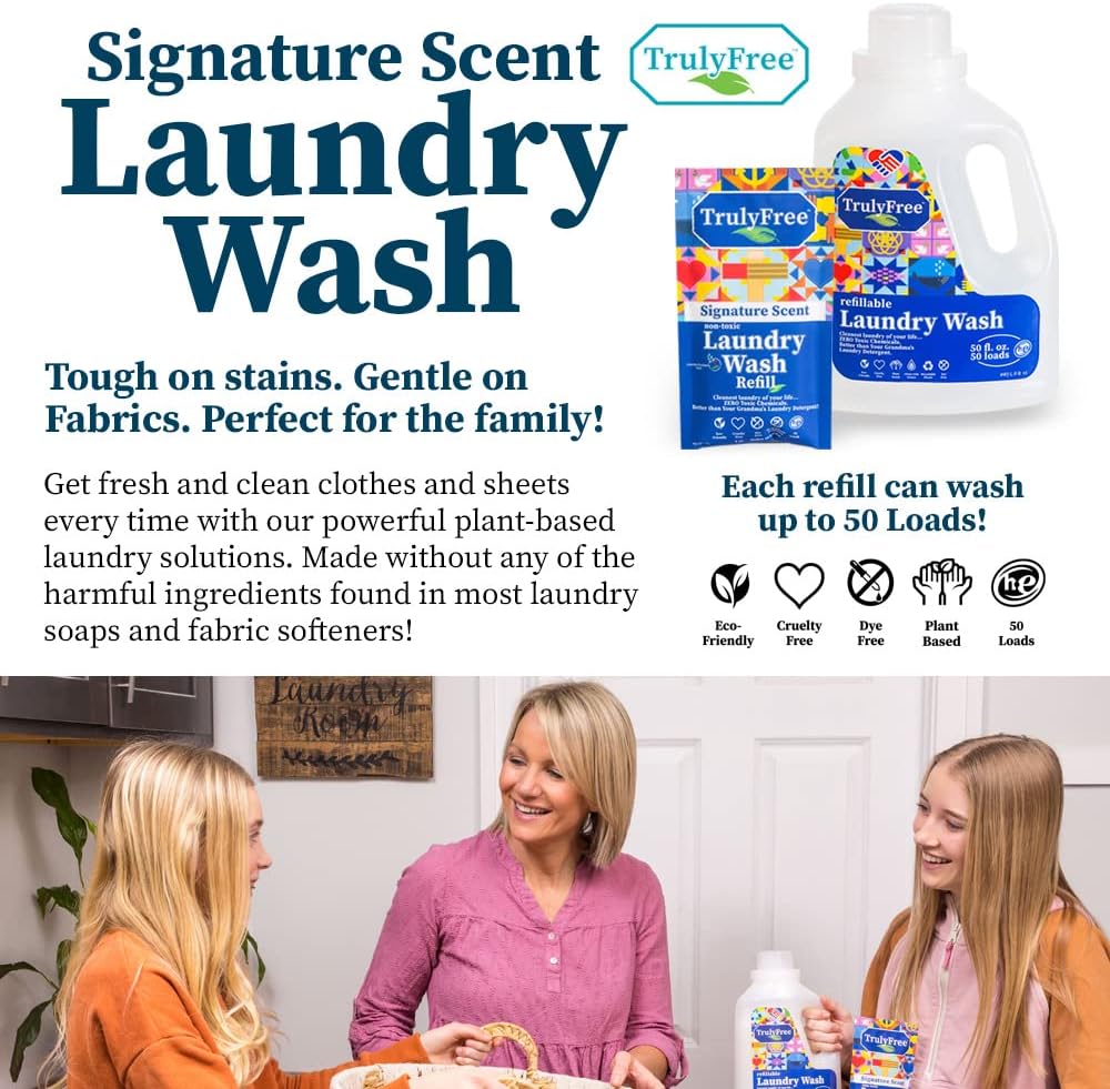 Truly Free Natural Laundry Detergent for Sensitive Skin | Eco Friendly, Plant Based, Baby Clothes