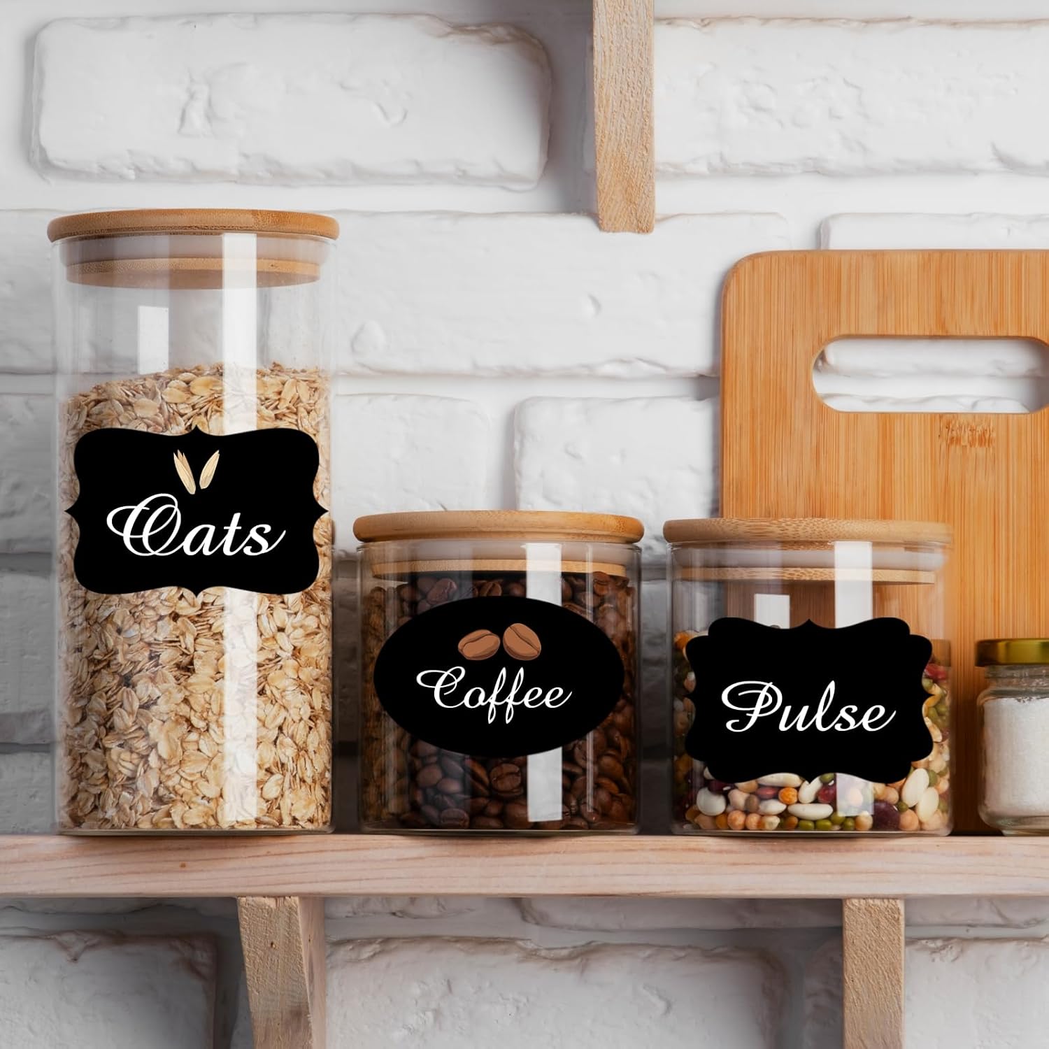 Black Labels Stickers, 250 PCS 3" x 2" Fancy Shape Sticker for Storage Box or Food Jars Holiday