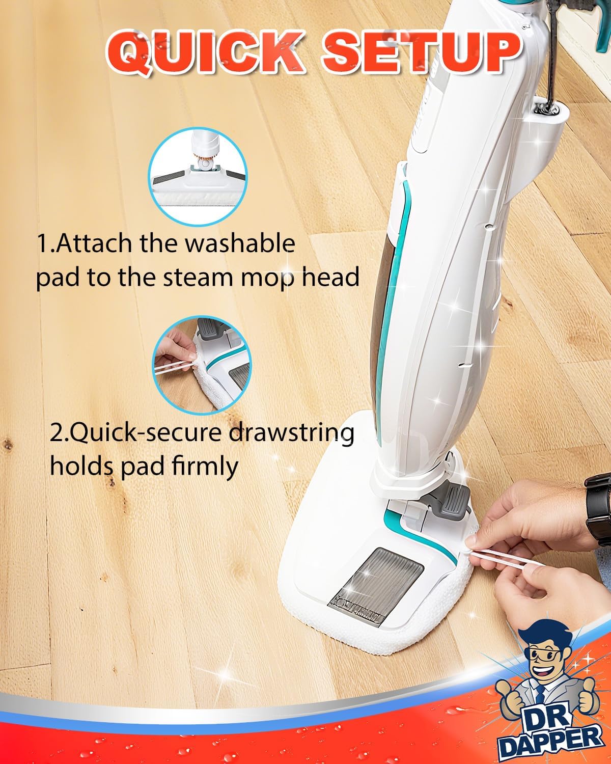 DR DAPPER 4 Pack SMP01 Steam Mop Pads Compatible with Kenmore SM2060 S200 Series, Steam-Mop