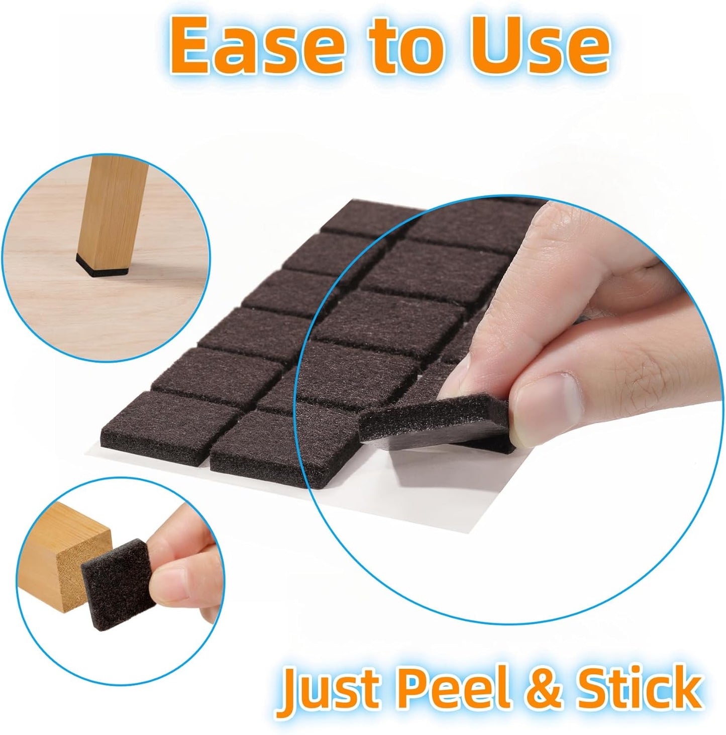 Furnigear Felt Furniture Pads for Hardwood Floors - Self Adhesive Chair Felt Pad, Floor Protector
