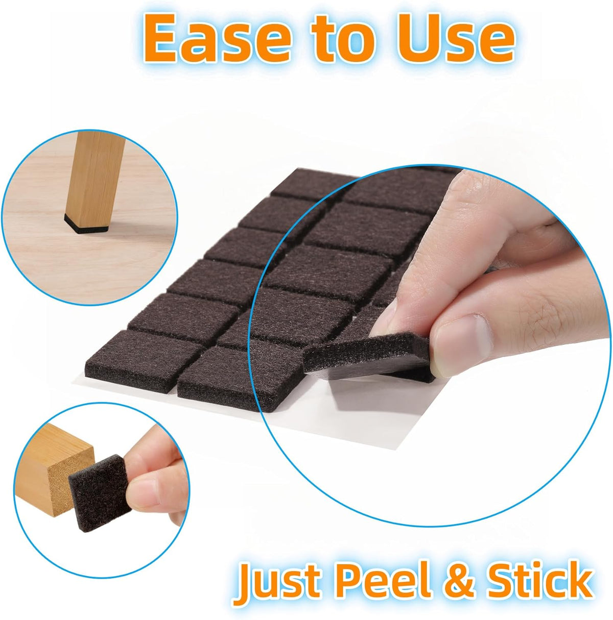 Furnigear Felt Furniture Pads for Hardwood Floors - Self Adhesive Chair Felt Pad, Floor Protector