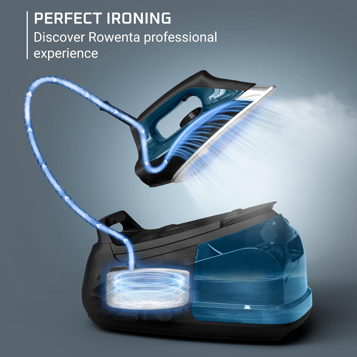 Rowenta Steam Station, Stainless Steel Soleplate, Professional Iron Steamer for Clothes, 1.1L