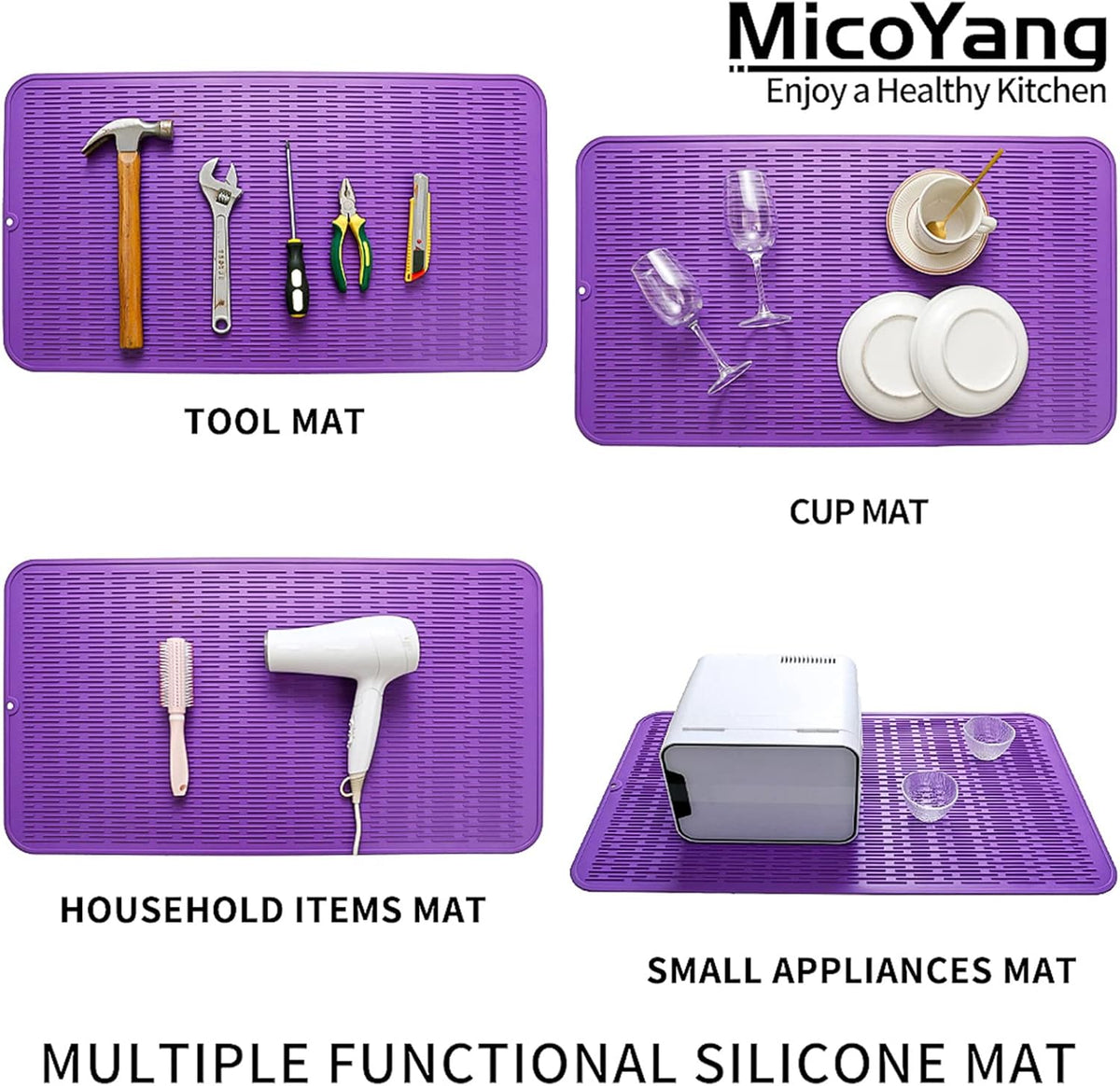 Silicone Dish Drying Mat for Multiple Usage,Easy clean,Eco-friendly,Heat-resistant Silicone Mat for