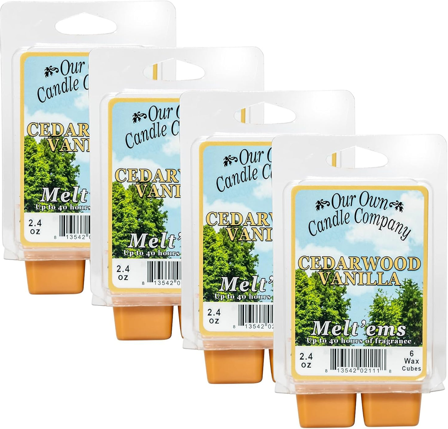 Our Own Candle Company Premium Wax Melt, Cedarwood Vanilla Scent, Handmade in The USA, 24 Cubes (4