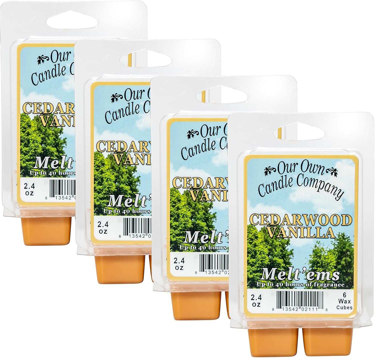 Our Own Candle Company Premium Wax Melt, Cedarwood Vanilla Scent, Handmade in The USA, 24 Cubes (4