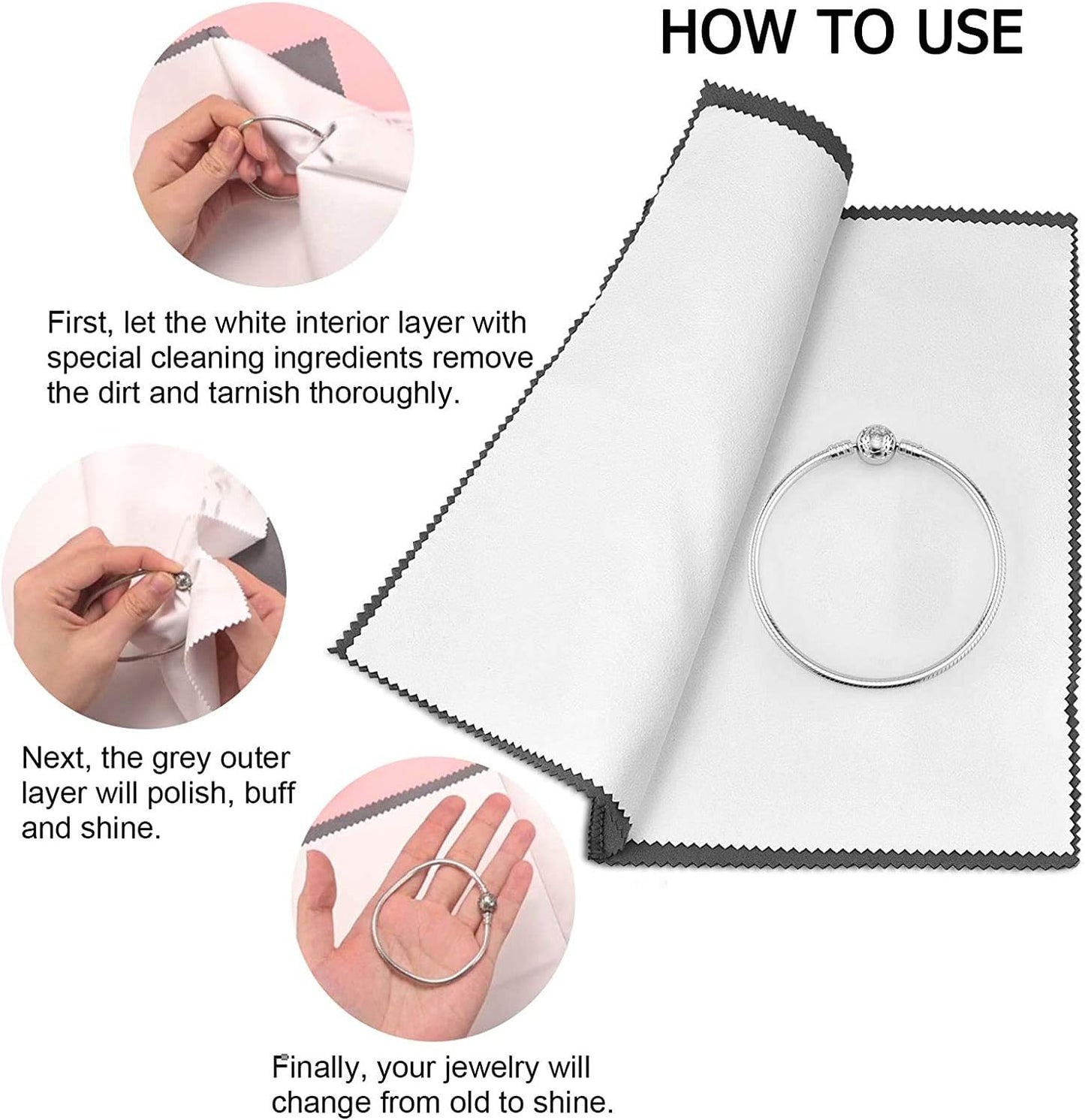SEVENWELL 4pcs Jewelry Polishing Cleaning Cloth Large 10'' x 12'' for Sterling Silver Jewelry Gold