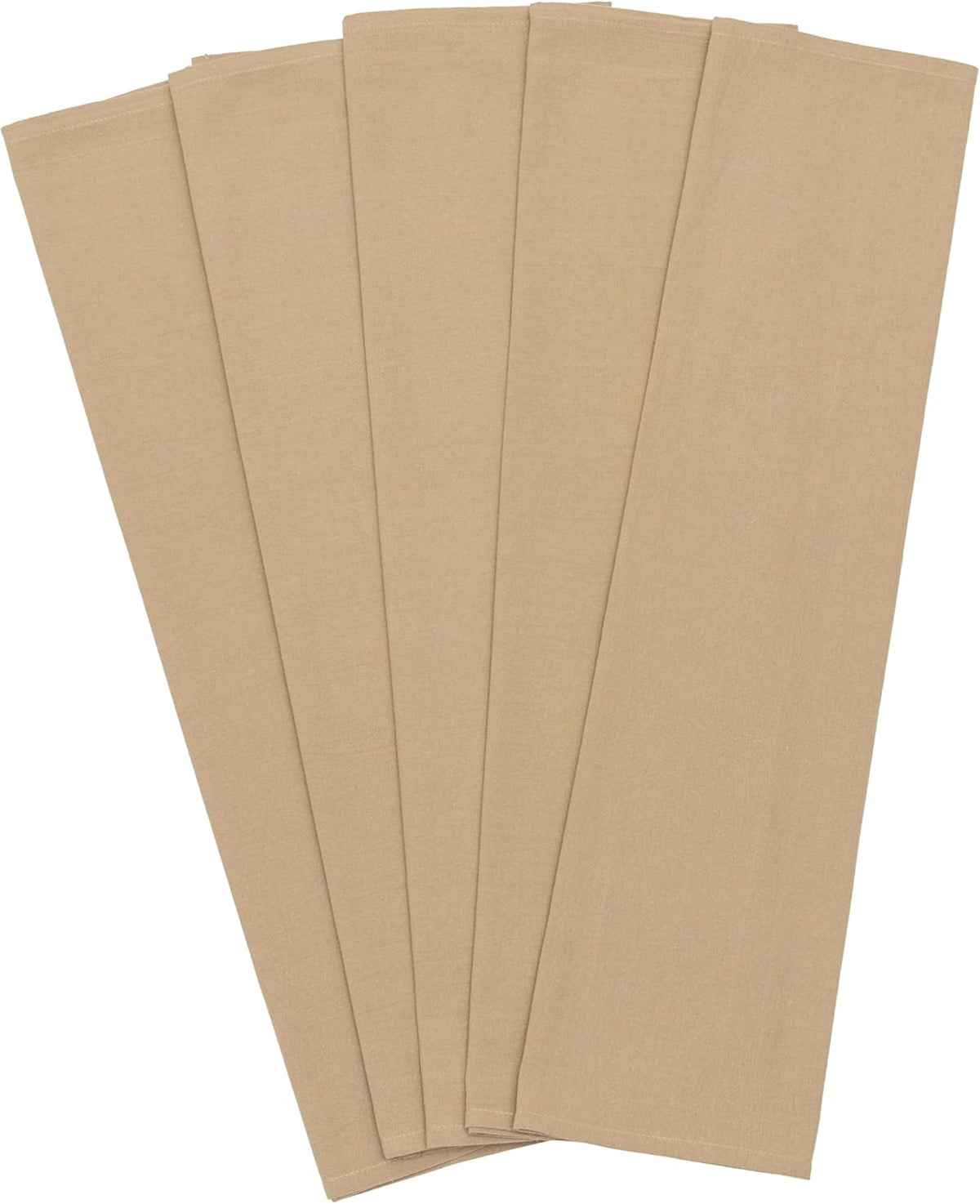 Beige Flour Sack Tea Towels - 100% Organic Cotton, 5 Pack, 27"x27", Highly Absorbent Beige Dish